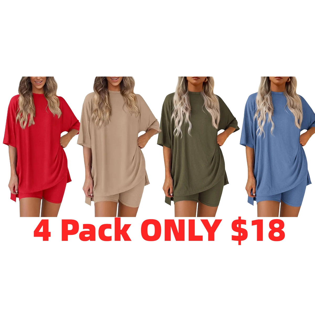 Women's two-piece set: slit-hem shirt paired with shorts