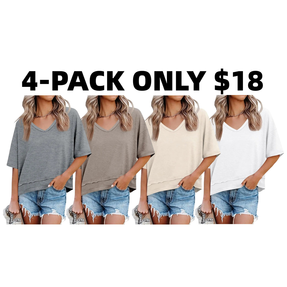 Womens Summer V Neck T Shirts Casual Short Sleeve Flowy Tops Cute Loose Fit