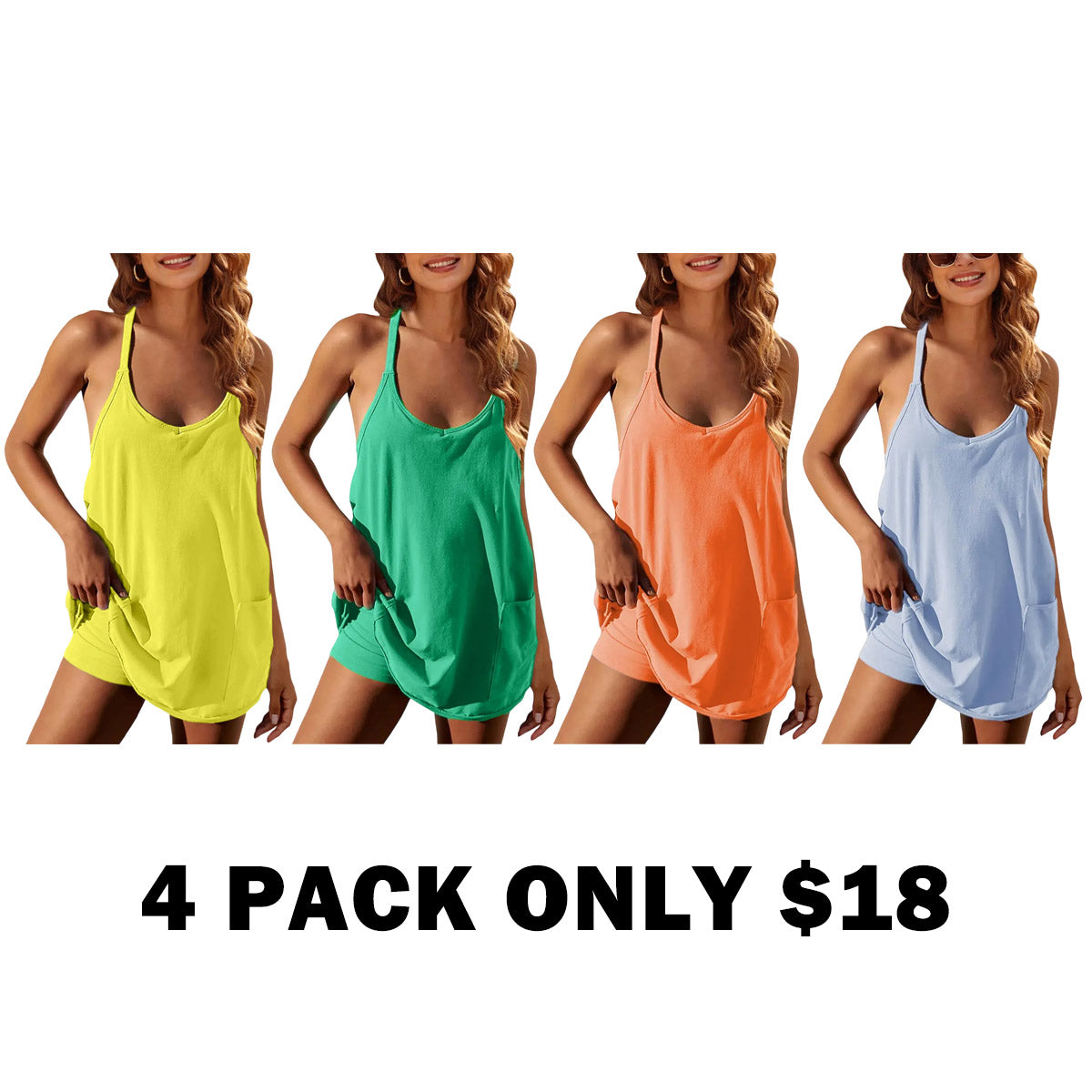 Women's Summer Sleeveless Mini Dress with Built-in Shorts