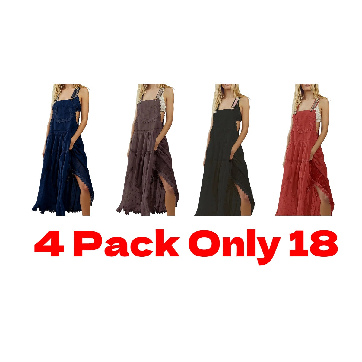 Laced Embroidered Tulle Bib Dress Casual Loose