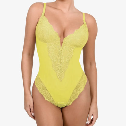 Deep-V Neck Lace Bodysuits