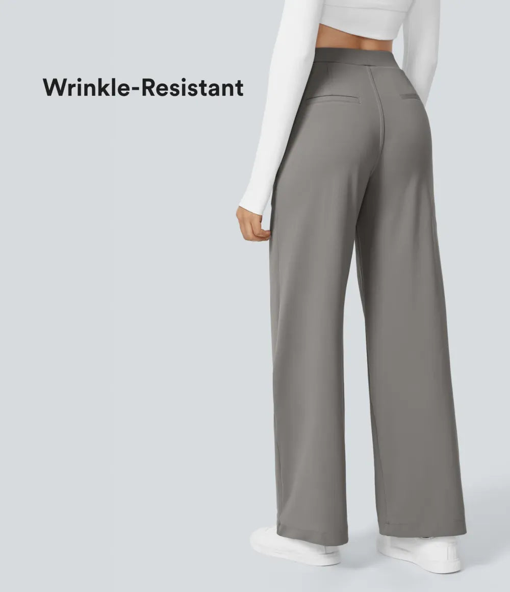 High Waisted Pocket Straight Leg Work Pants
