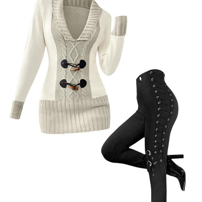 Sweater and Lace Up Pants Matching Set