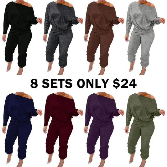 One Shoulder Two-Piece Set