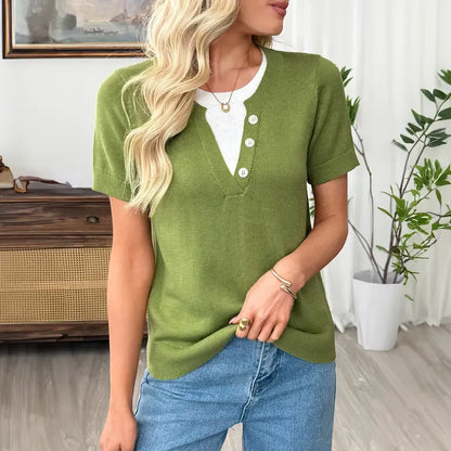 Women's Wool-Blend Casual Short Sleeve Knitwear