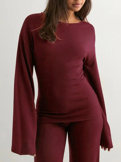 Long Sleeve Top & Straight Leg Pants Set