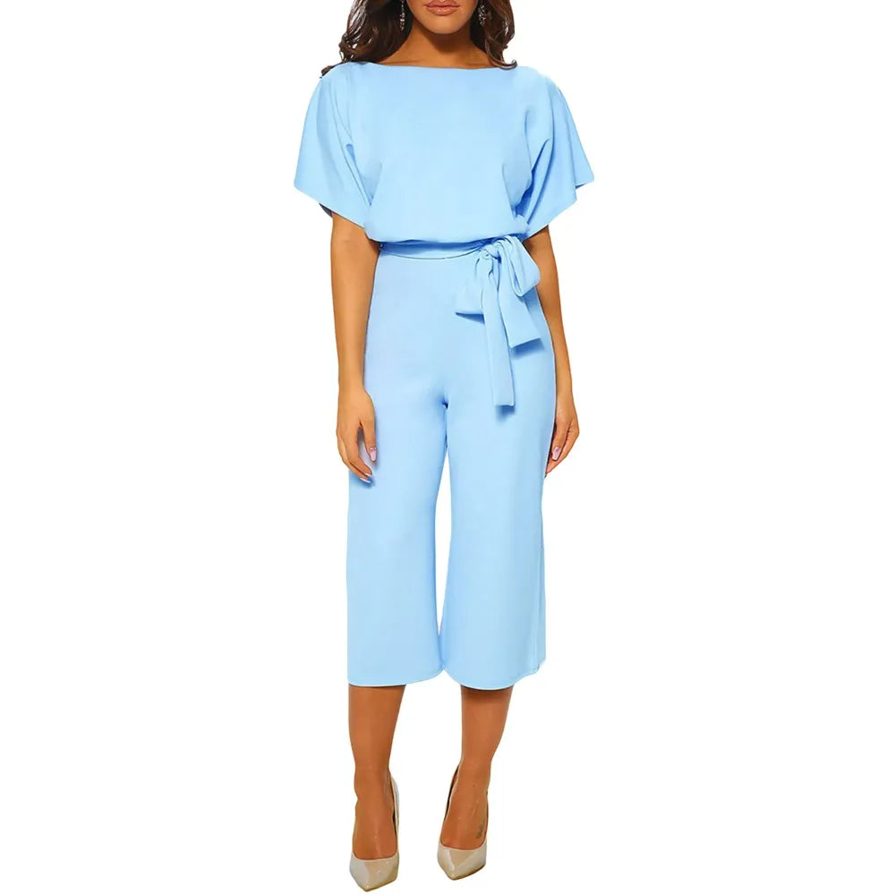 Women's Summer And Autumn Short Sleeved Jumpsuit