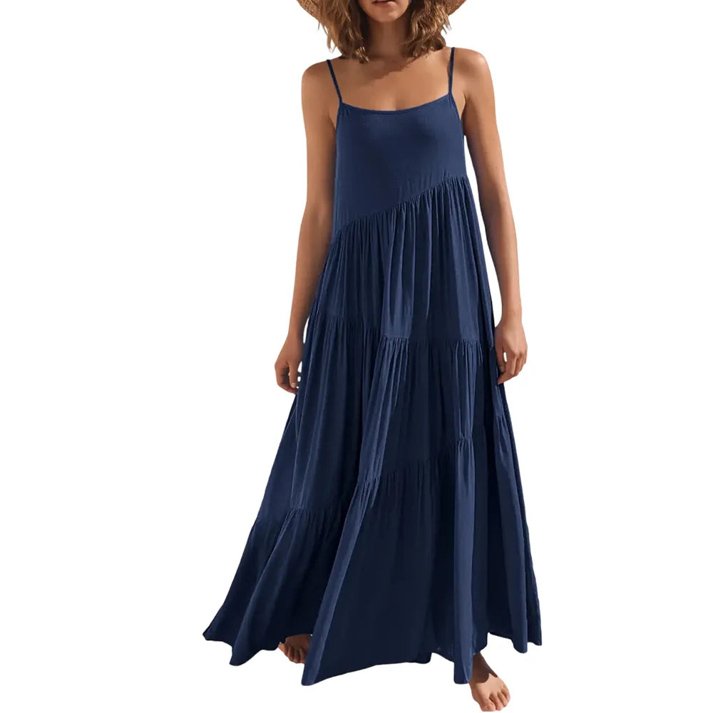 Asymmetric Tiered Style Sleeveless Beach Dress