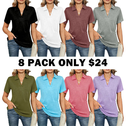 Women's Solid Color Basic Polo Shirt