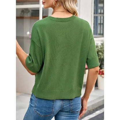 Women‘s Half Sleeve Casual Oversized Trendy Sweaters
