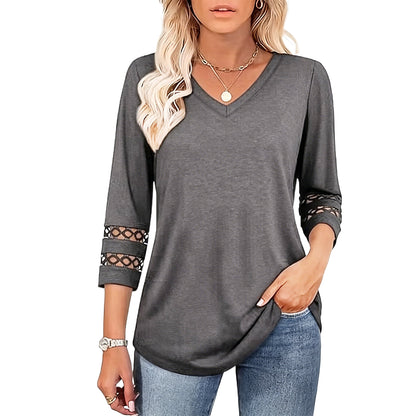Summer Sale👗Womens 3/4 Length Sleeve Tops Trendy V Neck T Shirts