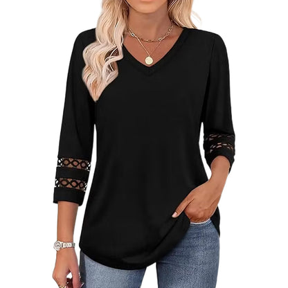 Summer Sale👗Womens 3/4 Length Sleeve Tops Trendy V Neck T Shirts