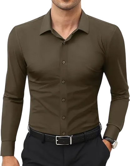 Men's 16-Way Stretch Slim Fit Long Sleeve Button Down Shirts
