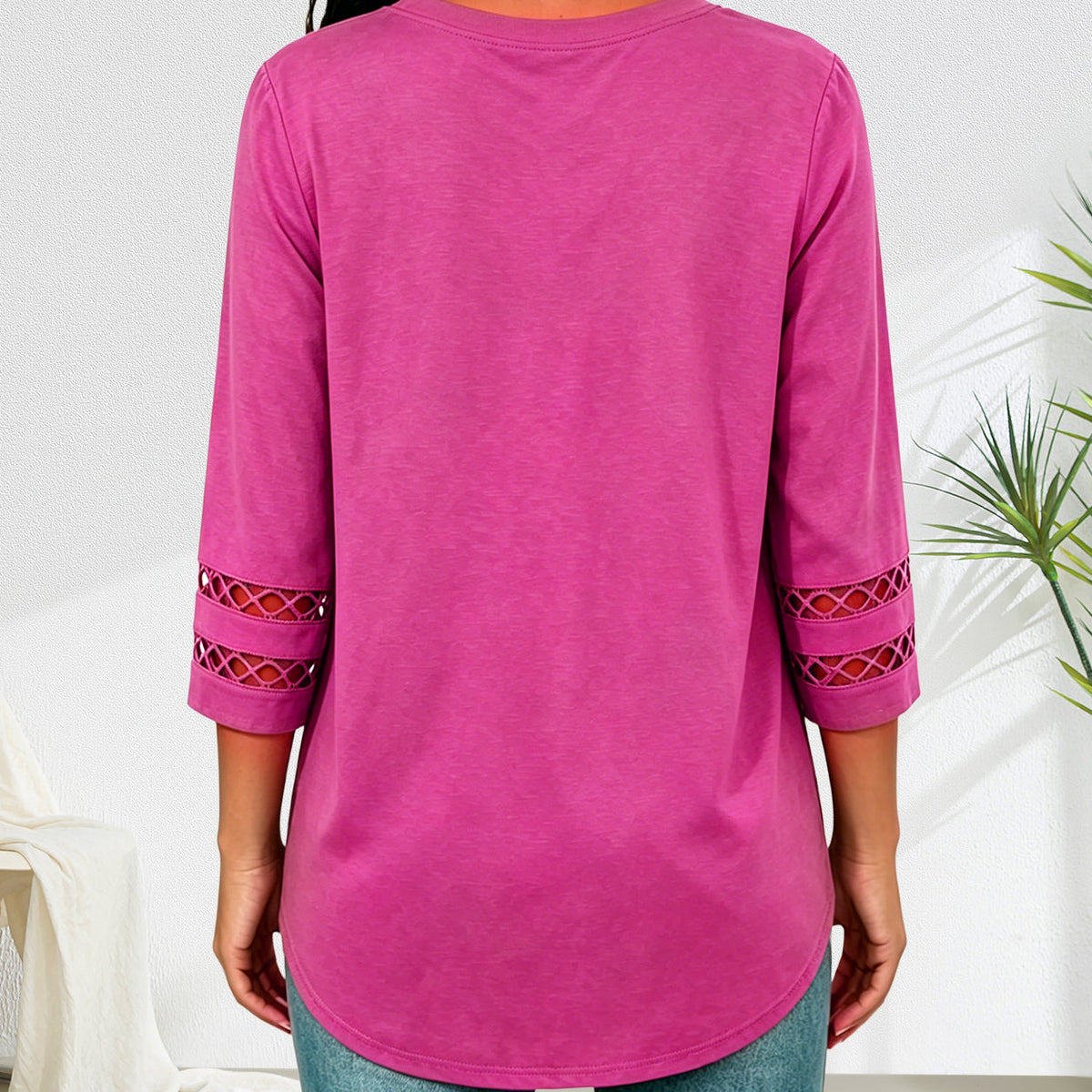 Summer Sale👗Womens 3/4 Length Sleeve Tops Trendy V Neck T Shirts