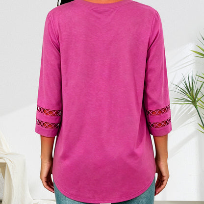 Summer Sale👗Womens 3/4 Length Sleeve Tops Trendy V Neck T Shirts