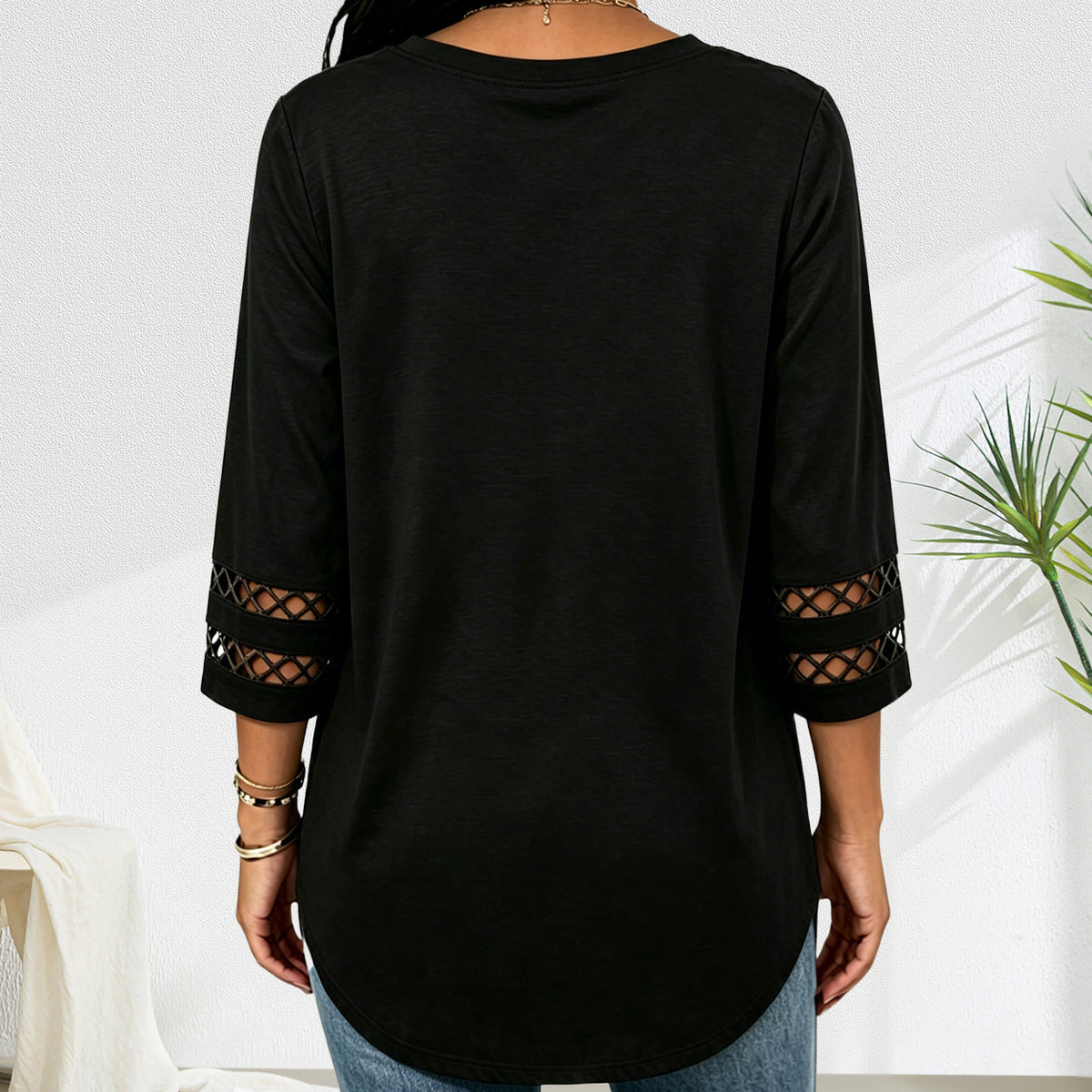 Summer Sale👗Womens 3/4 Length Sleeve Tops Trendy V Neck T Shirts