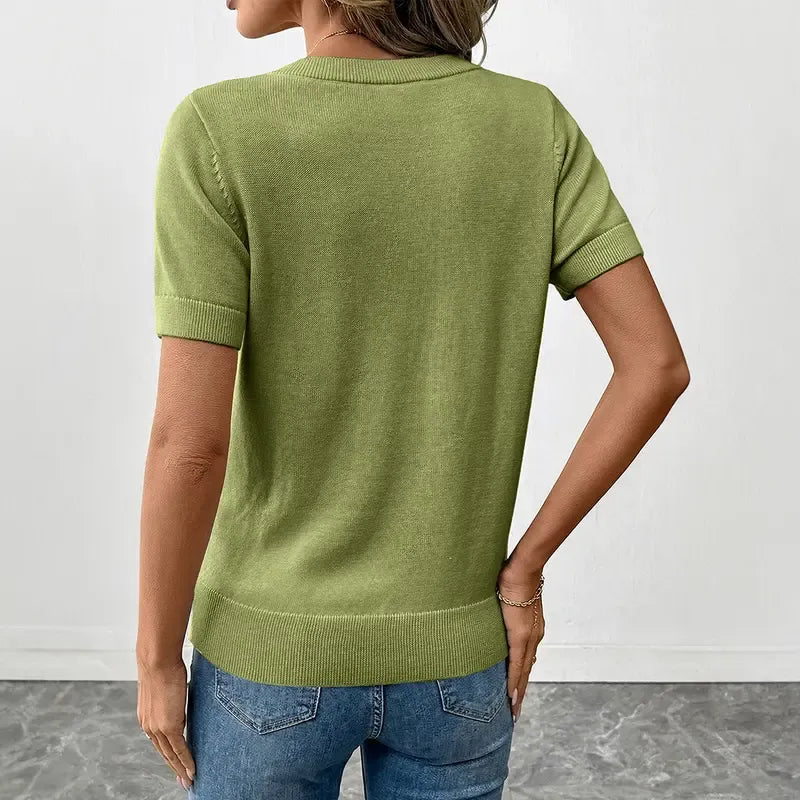 Women's Wool-Blend Casual Short Sleeve Knitwear