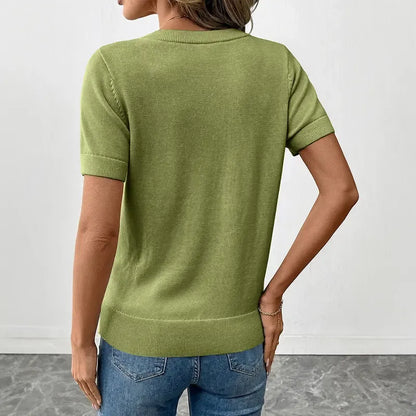 Women's Wool-Blend Casual Short Sleeve Knitwear