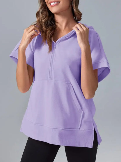 Women's Oversized Half Short Sleeve Casual Sweatshirts