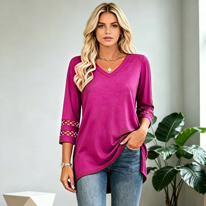 Summer Sale👗Womens 3/4 Length Sleeve Tops Trendy V Neck T Shirts