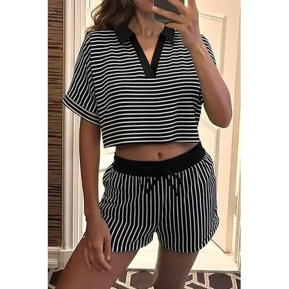 Women's Striped 2 Piece Short Sets