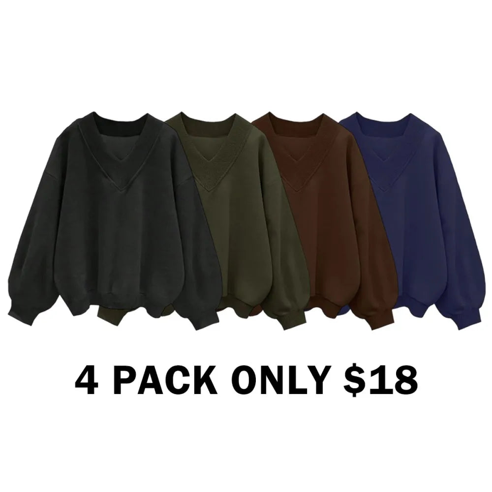 V Neck Oversize Sweatshirts