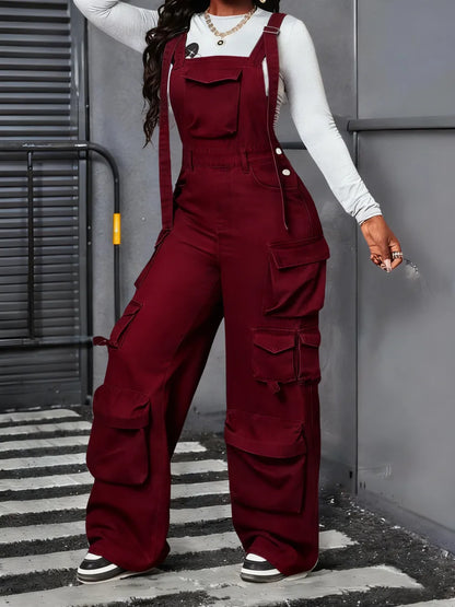 Women's Adjustable Strap Denim Jumpsuit