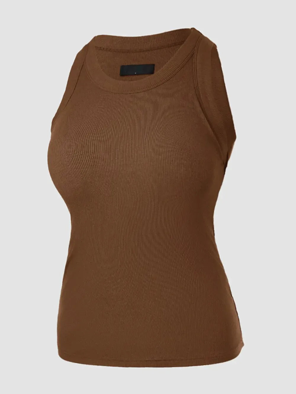 Round Neck Built-in Bra Ribbed Tank Top/Ribbed Built-in Bra Tank Top
