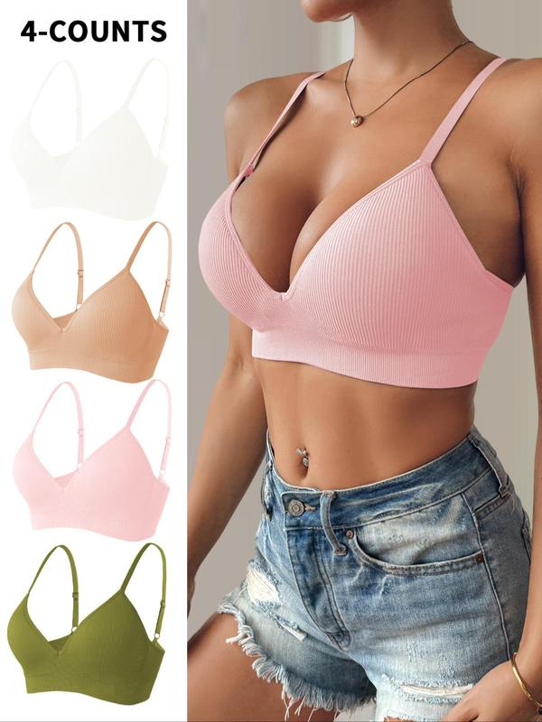 Women's Solid Color Push Up Wireless Bra