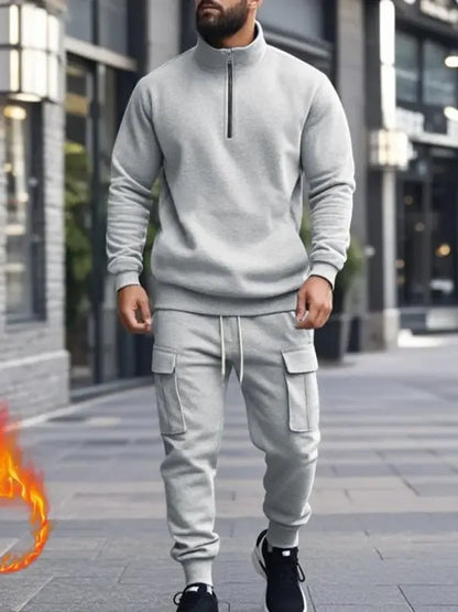 Men's Fleece Lined Zipper Work Pants Set