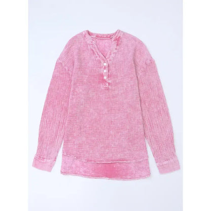Women's Casual Button V Neck Long Sleeve Shirts