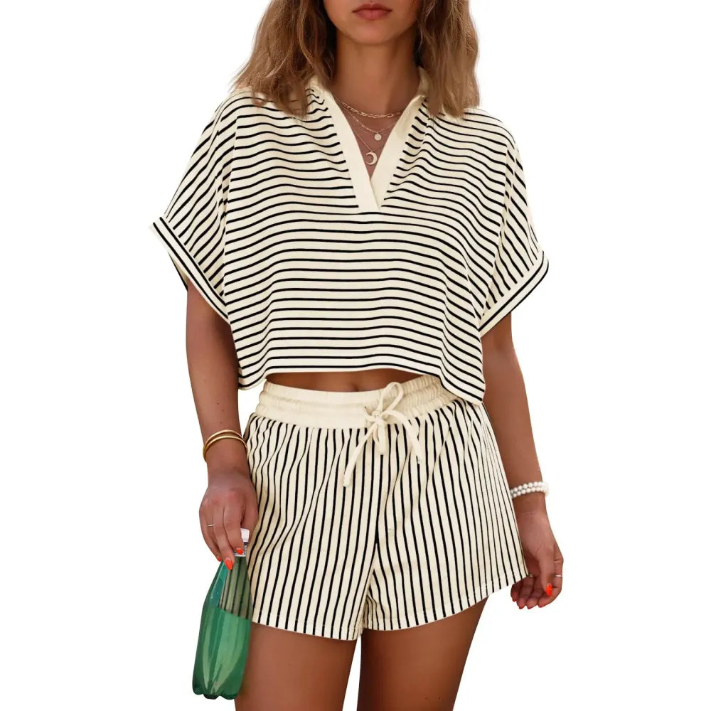 Women‘s Striped 2 Piece Short Sets