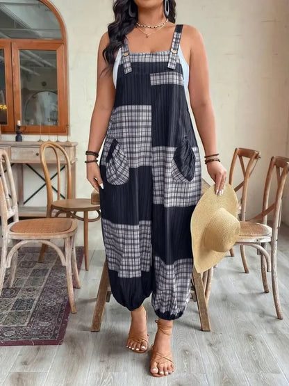 Plus Size Jumpsuit, Casual Comfy Sleeveless Jumpsuit