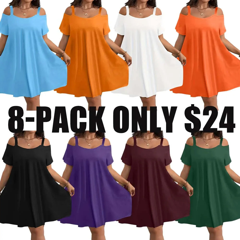 Plus Size Midi Dress Round Neck Short Sleeve