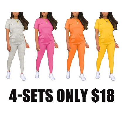 Fitted Round Neck Tee & Skinny Pants 2-Piece