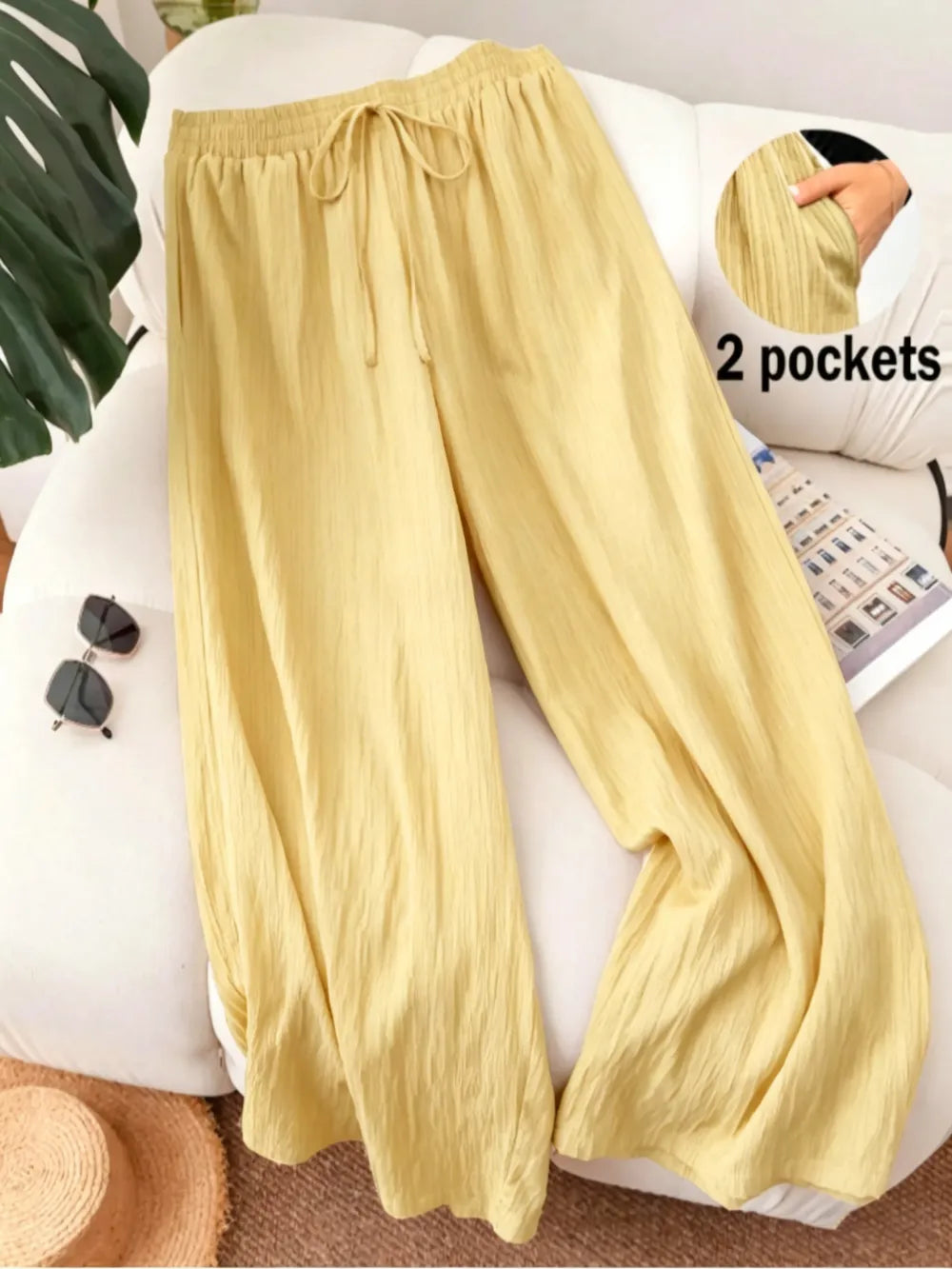 Women's Solid Color Wide Leg Pants