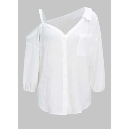 Spring Summer Asymmetric Cold Shoulder Blouse Women