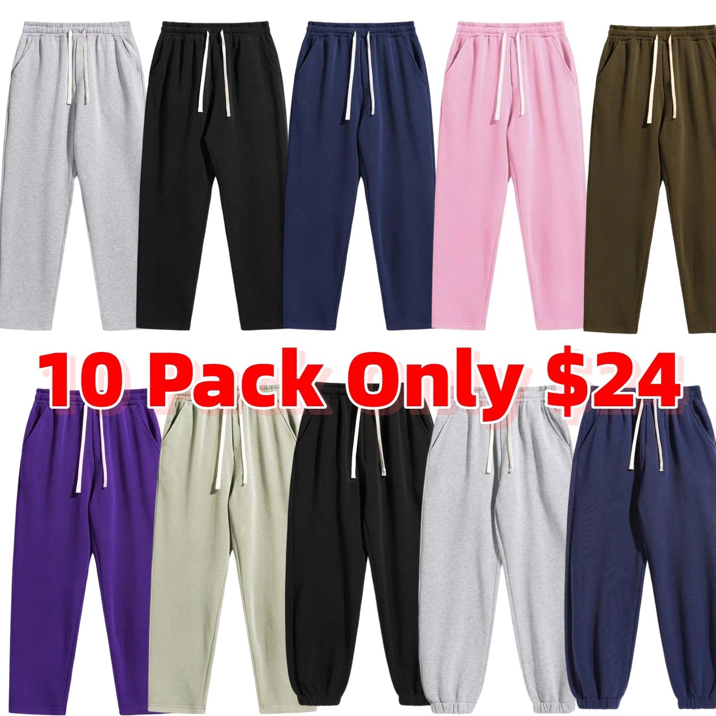 Men's Regular Fit Solid Drawstring Waist Sweatpants
