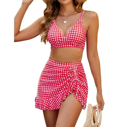 Women's Waisted Gingham Bikini Sets Tummy Control
