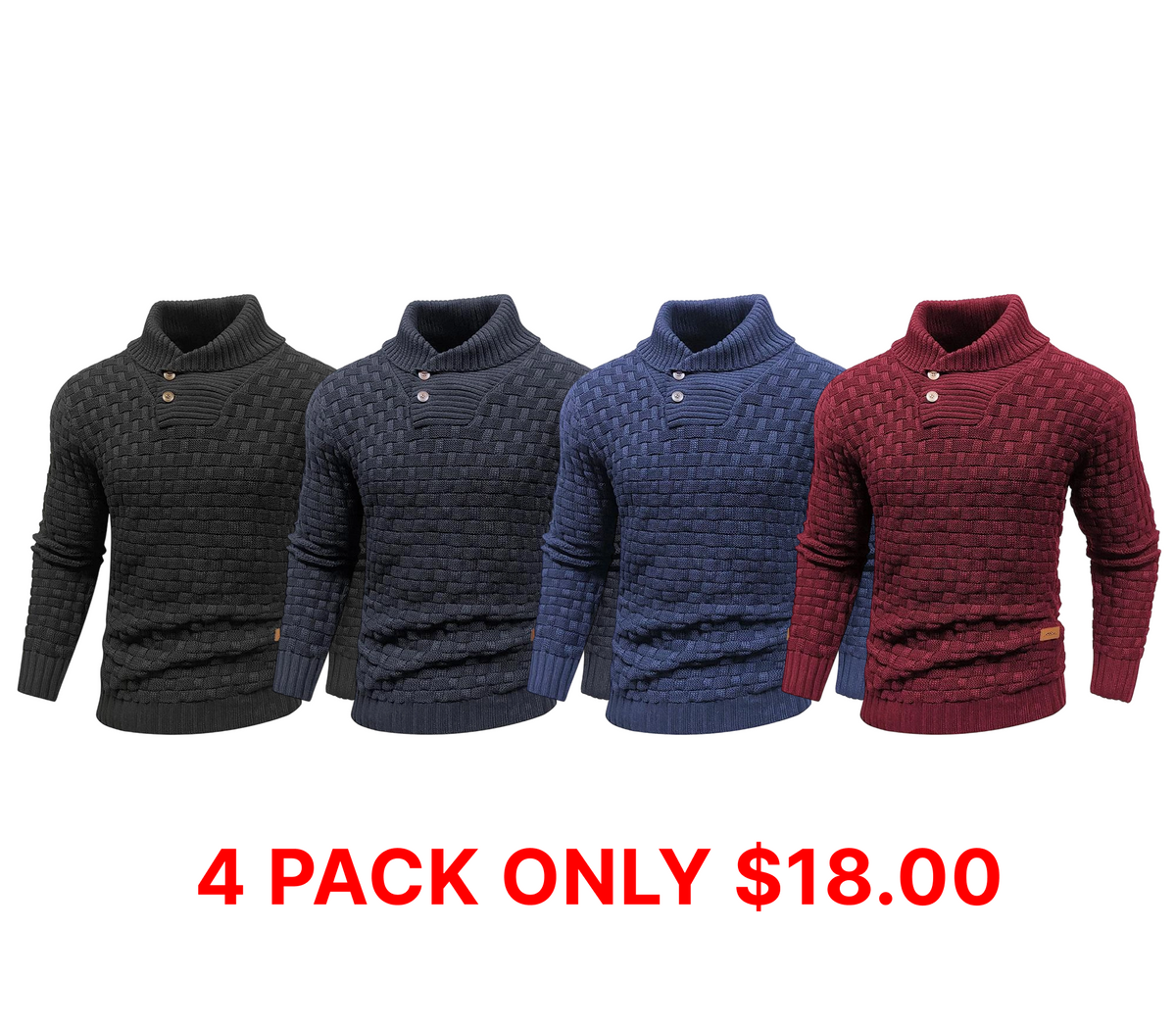 Men's Regular Textured Patched Detail Shawl Collar Sweater