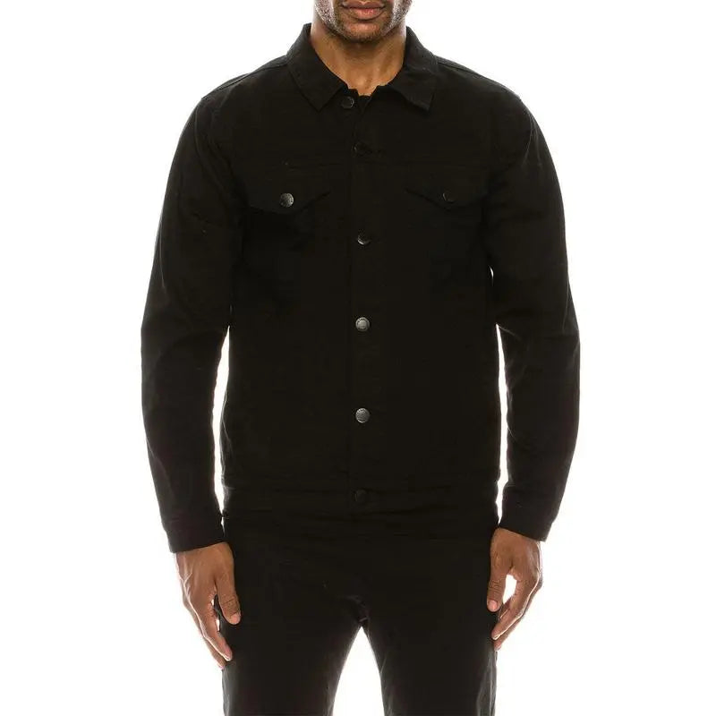Essential Colored Denim Jacket - Classic Fit Long Sleeve Buttoned Pockets 100% Cotton Menswear Tops