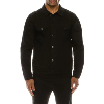 Essential Colored Denim Jacket - Classic Fit Long Sleeve Buttoned Pockets 100% Cotton Menswear Tops