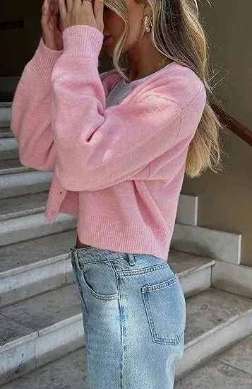 Women's Plain Button Front Longsleeves Cardigan
