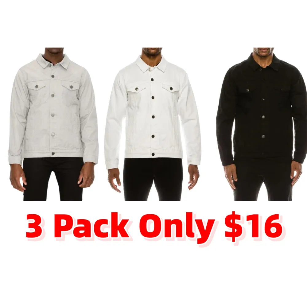 Essential Colored Denim Jacket - Classic Fit Long Sleeve Buttoned Pockets 100% Cotton Menswear Tops