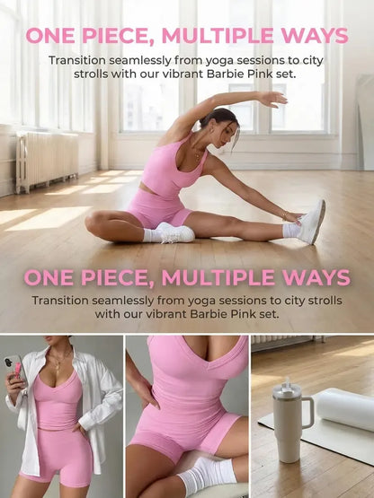 Women's Halter V-Neck Sports Two-Piece Set