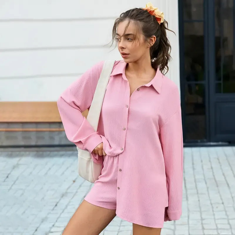 Women’s Gauze Shirt & Shorts Set