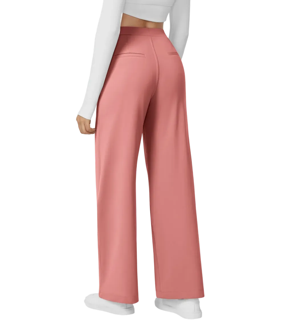 High Waisted Pocket Straight Leg Work Pants