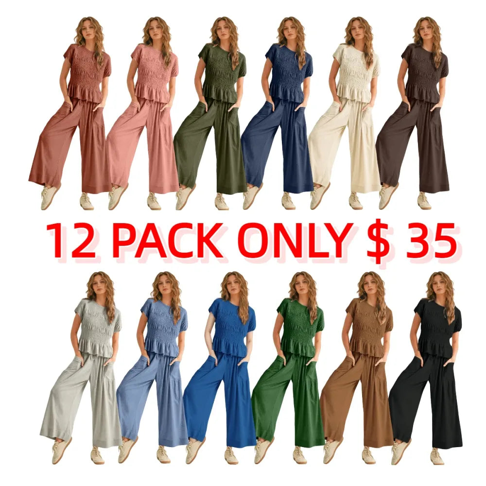 Women’s 2-Piece Smocked Top & Wide