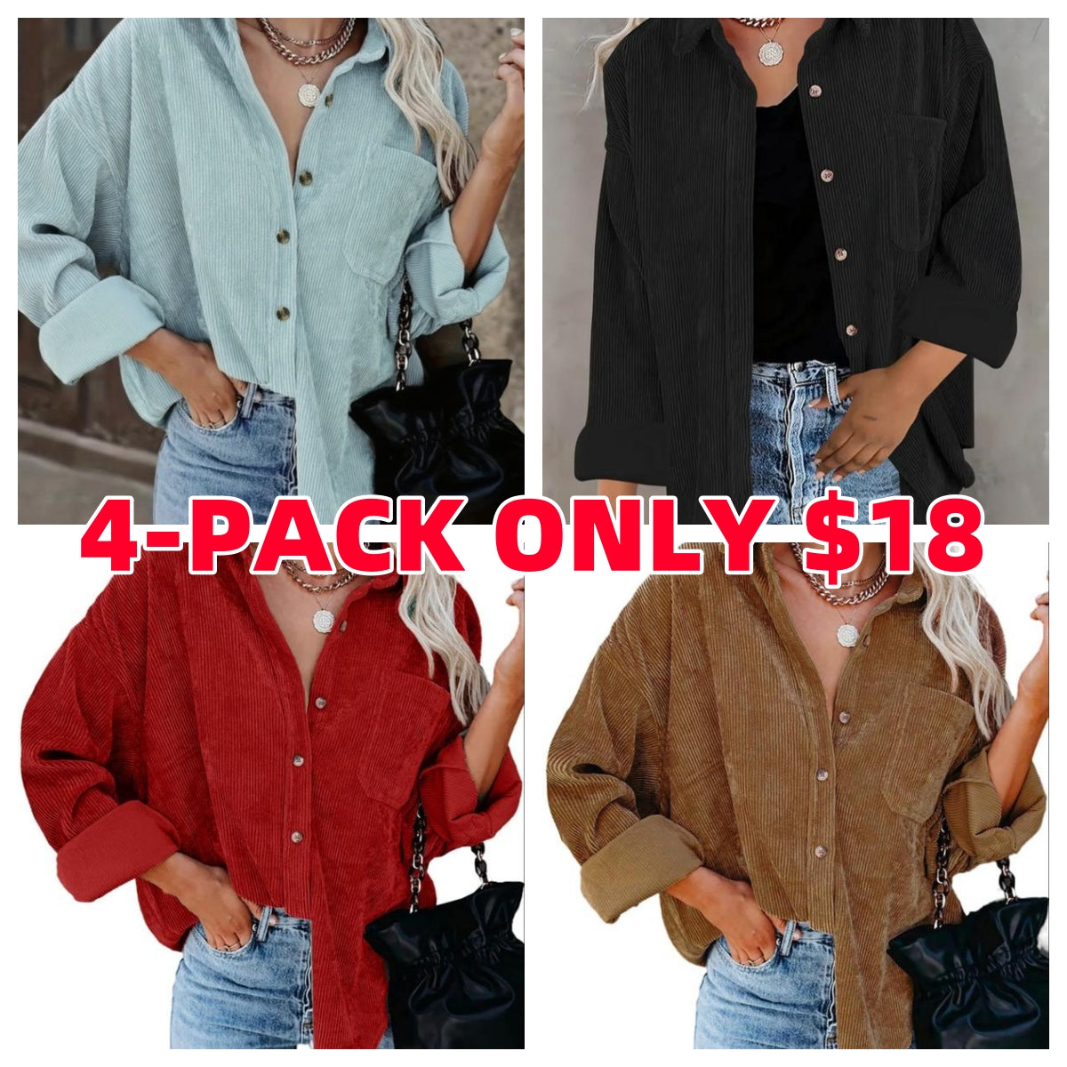 ✨Women's Plain Collared Minimalist Button Front Collared Blouse🔥