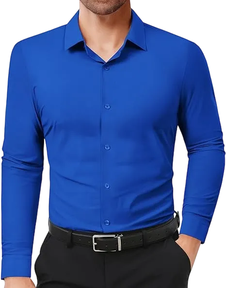 Men's 16-Way Stretch Slim Fit Long Sleeve Button Down Shirts
